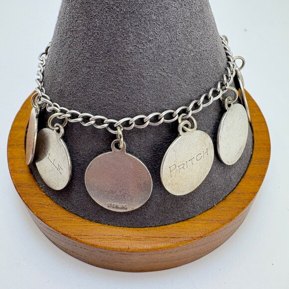 VTG Solid Sterling Silver 925 Name Tags ID Chain Bracelet Size 7" Length - Picture 1 of 16